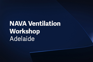 Dark image with text: NAVA Ventilation Workshop, Adelaide.