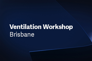 Dark blue poster with white text: Ventilation Workshop Brisbane.