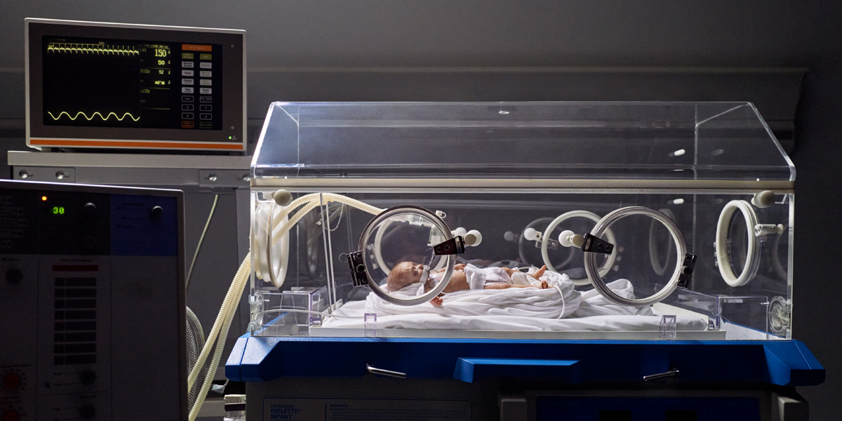 Newborn in the incubator