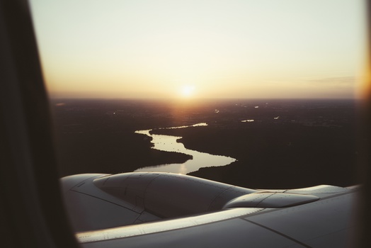 Sunset seen from a plane