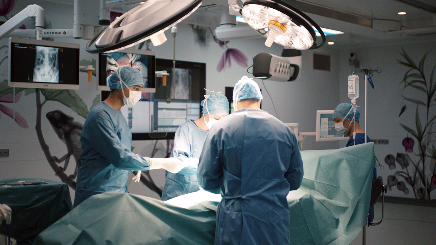 Ongoing surgery in an operating room 