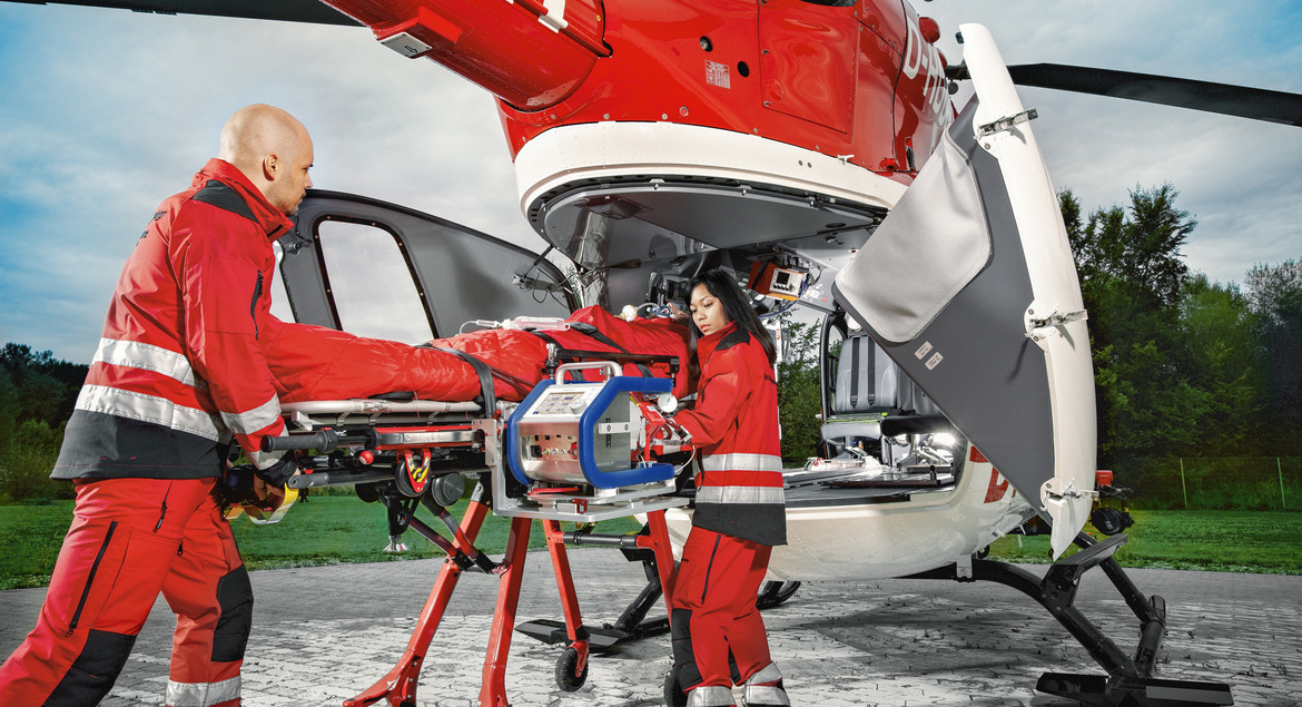  Cardiohelp System in a helicopter transport environment demonstrating ECLS mobility and versatile use.