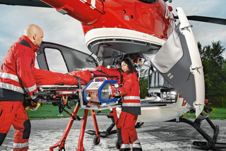  Cardiohelp System in a helicopter transport environment demonstrating ECLS mobility and versatile use.