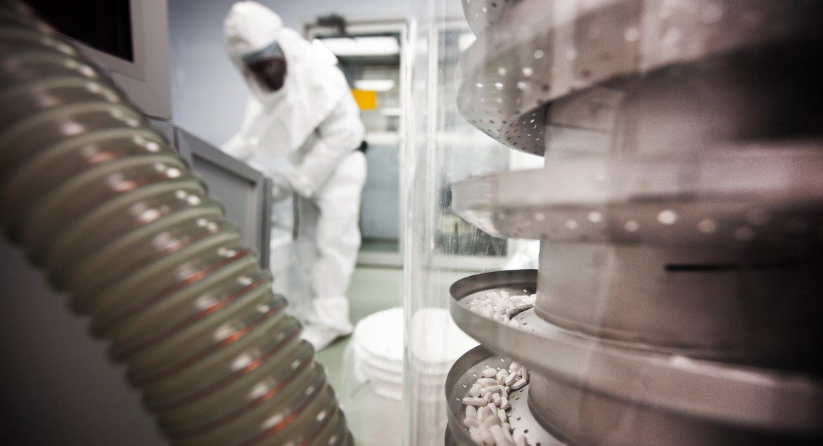 Operator working in a drug manufacturing