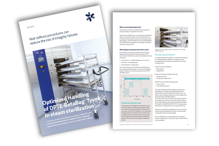 Optimierte Handhabung von DPTE-BetaBag®-Tyvek® bei der Dampfsterilisation Optimierte Handhabung von DPTE-BetaBag®-Tyvek® bei der Dampfsterilisation