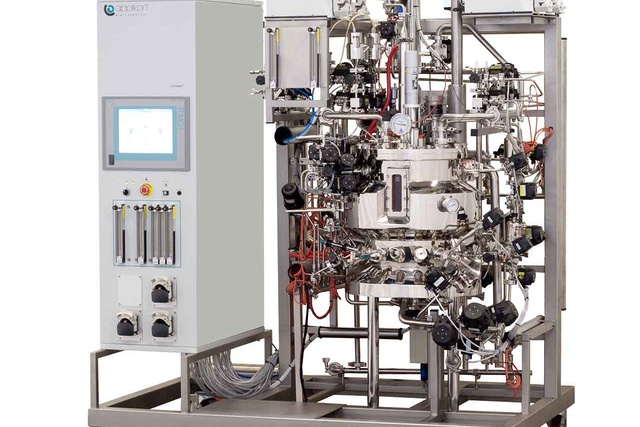 The BioPilot stainless steel bioreactor system on skid