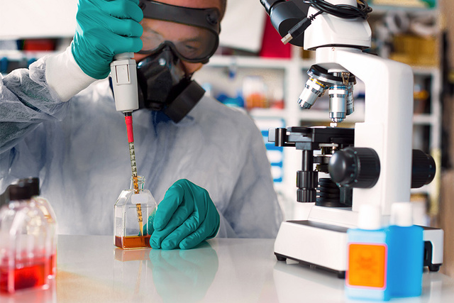 Laboratory worker during work