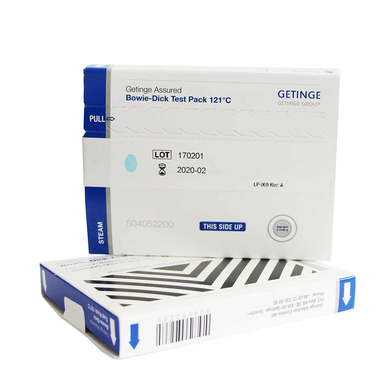 Getinge Assured Bowie-Dick Test Pack 121 is for daily monitoring of steam sterilizers operating at 121C
