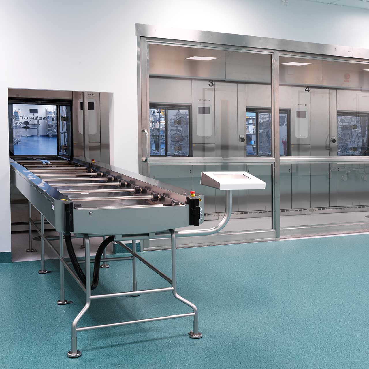 Getinge Automation System for washers is a fully automatic and highly flexible loading and transport system for 3-10 washer-disinfectors Getinge Automation System for washers is a fully automatic and highly flexible loading and transport system for 3-10 washer-disinfectors
