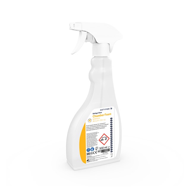 Getinge Clean Chamber Foam is a ready-to-use acid cleaner available in 500 ml trigger sprayer
