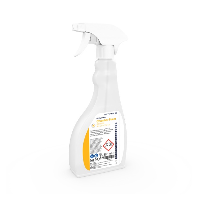 Getinge Clean Chamber Foam is a ready-to-use acid cleaner available in 500 ml trigger sprayer