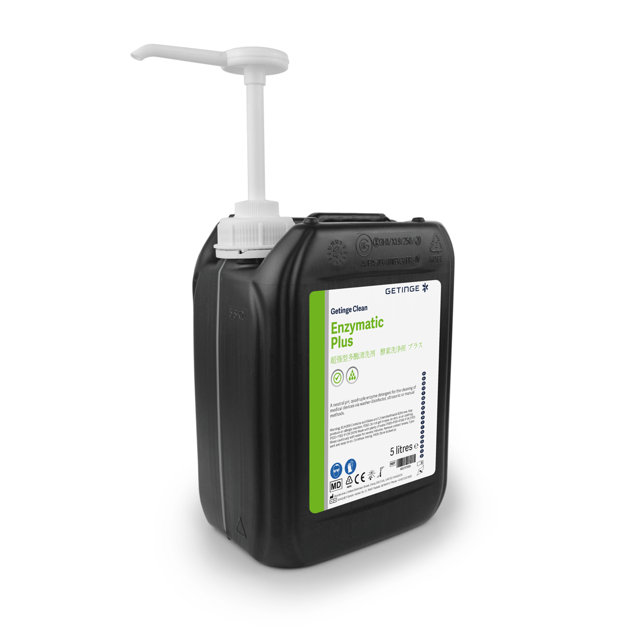 Getinge Clean Enzymatic Plus A multi-functional pH neutral detergent for medical device cleaning.