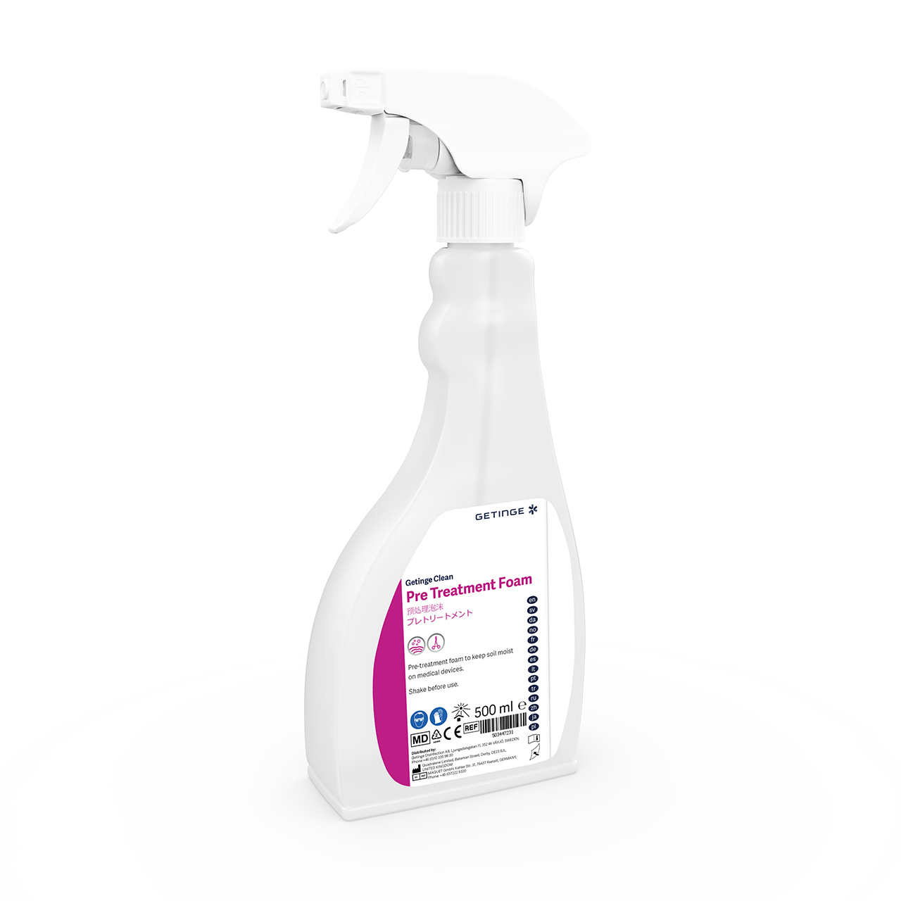 Getinge Clean Foam Spray is available in ready to use 500 ml hand held dispensers