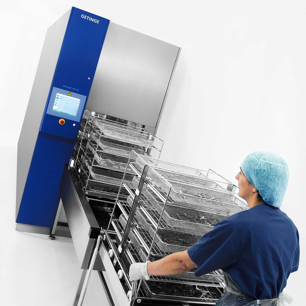 A  multi-chamber pass-through washer disinfector for up to 15 DIN trays
