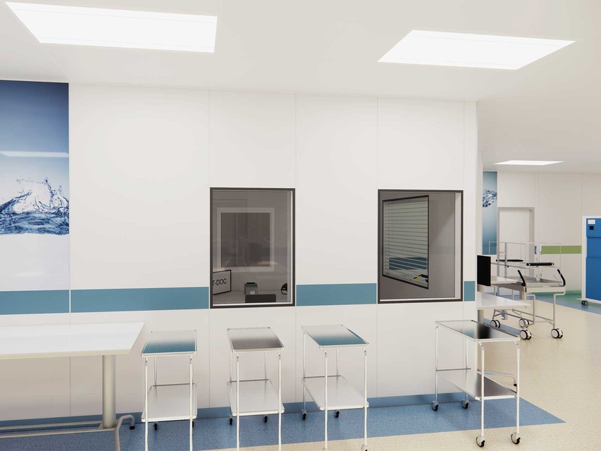 Getinge IN2 stainless steel walls are powder coated with an infused antibacterial technology to meet highest hygienic requirements.