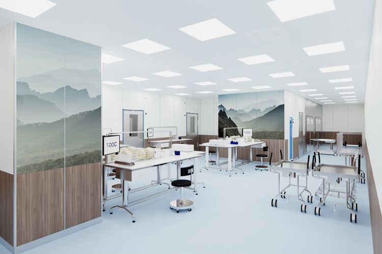 HPL wall elements are support an easy disinfection process. HPL wall elements are support an easy disinfection process.