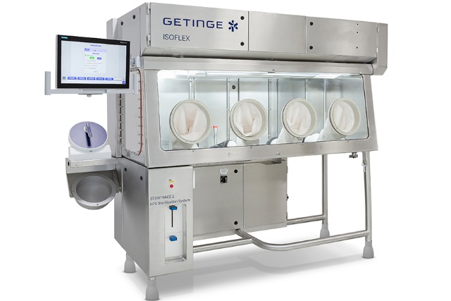 4-Glove ISOFLEX isolator with ETF ventilation and an integrated glove leak tester