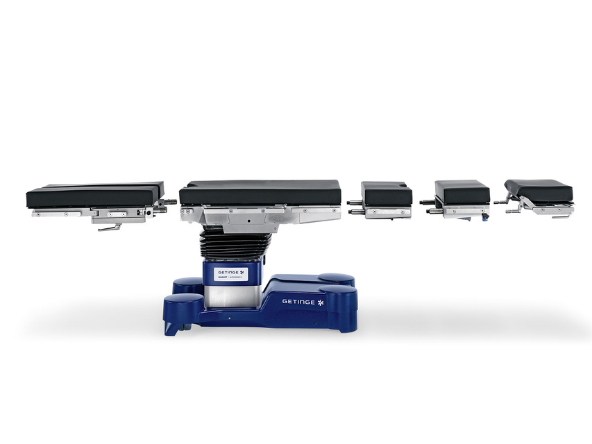 The modular structure of the table top forms the basis  for the versatile adaptation options for specific surgical  disciplines and patient statures. 