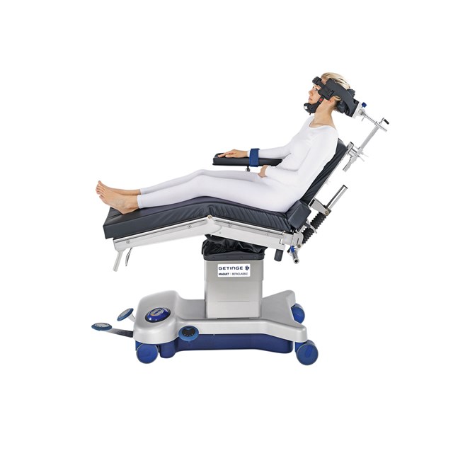 Maquet betaclassic OR table in beach-chair position for shoulder surgery, in reverse