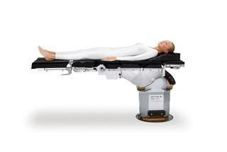 Supine position wih maximum caudal working radius