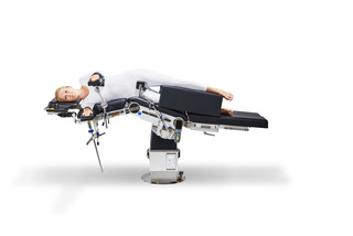 patient lying in lateral position on operating table