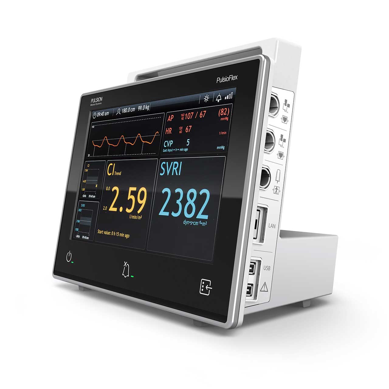 Use different hemodynamic monitoring technologies with PulsioFlex's expandable modular design or as stand-alone monitor.