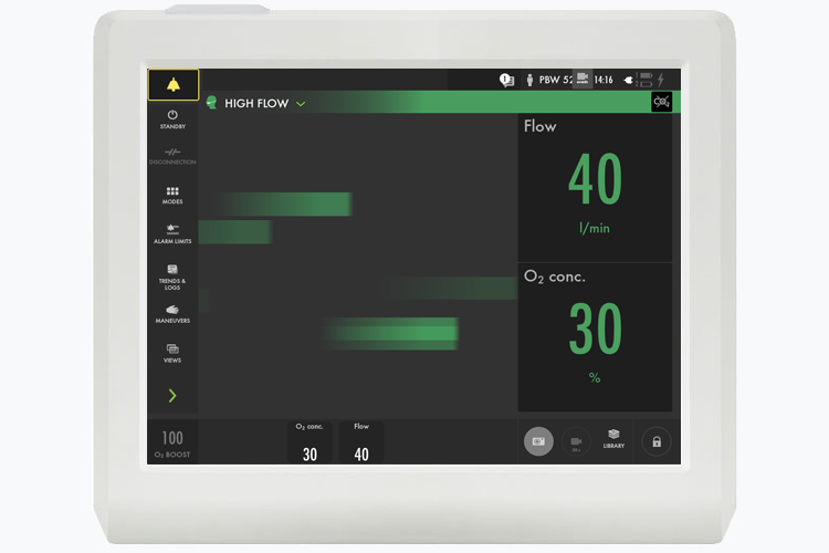 Servo-air high flow therapy screen