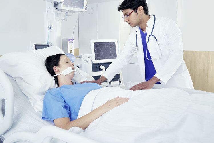 Invasive ventilation patient and doctor