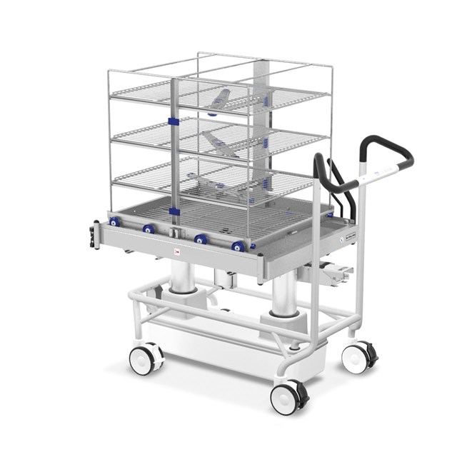 A trolley with Smart Options has integrated controls in the handle to enable safe use and maneuvering without letting go.