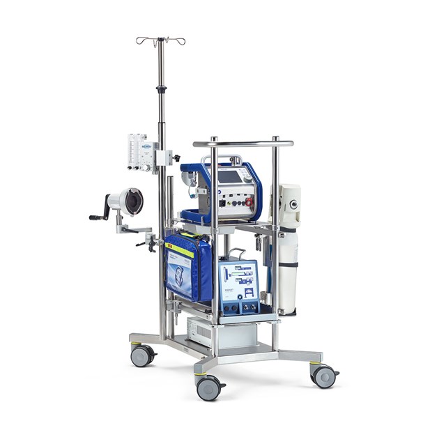 Multi-functional workstation Sprinter Cart for extracorporeal support devices in OR, ICU and for patient transport