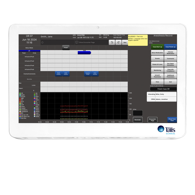 Talis Anesthesia with +ACG on computer screen