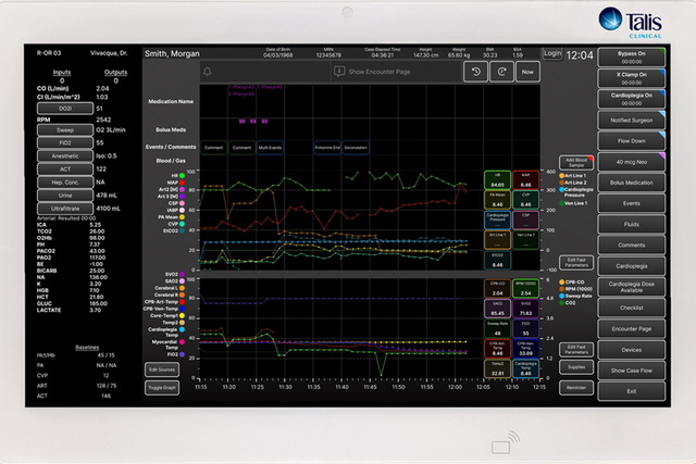 Talis screen in OR showing alarm