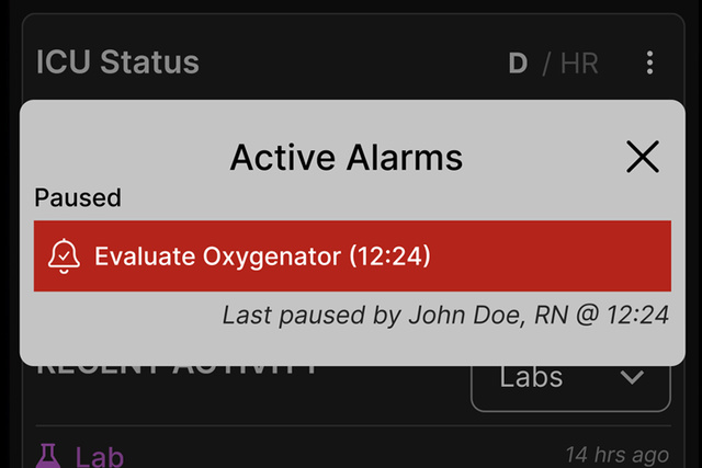 Close up on Talis RemoteView Alarms and advisories