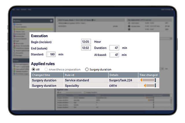 Torin screen showing using AI to predict surgery times