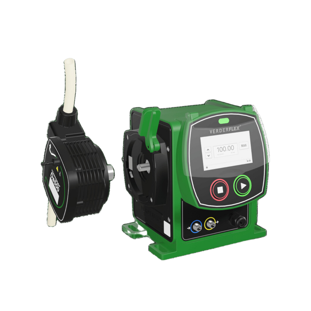 The Verder VerdeflexDs500 metering pump featuring tool-free 'click and go' tube cartridge replacement.