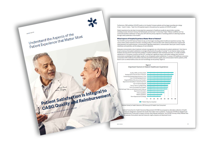 Coronary artery bypass grafting (CABG) is a common procedure, but one with significant costs and complexities. Patients often research publicly available information about hospitals and surgeons to be certain that they’re making the right choice. Patients’ shared experiences related to their CABG procedures and recovery can have important reputational and financial implications for your hospital. Patient Satisfaction Is Integral to CABG Quality and Reimbursement
