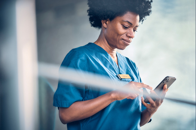 Nurse with an iPhone