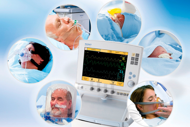 Getinge Servo-i ventilator showing all patient categories for and NIV NAVA invasive and non-invasive mechanical ventilation 