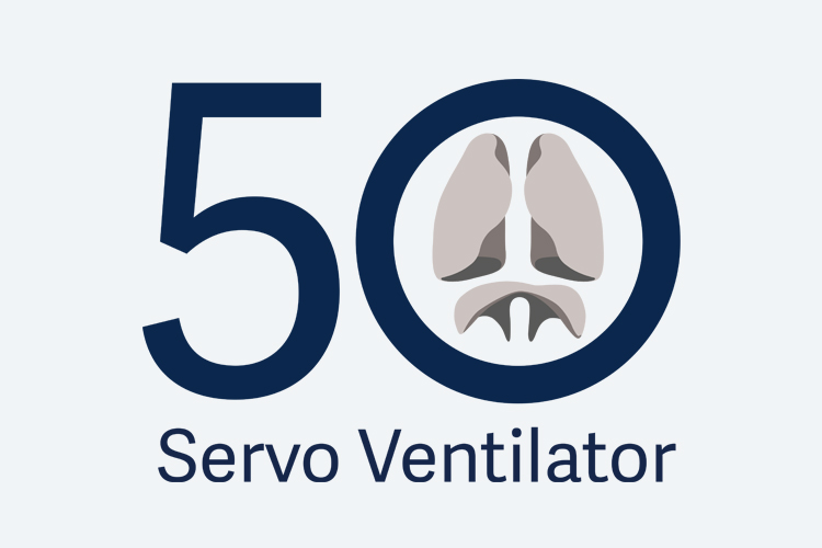 Getinge Servo ventilator anniversary logotype celebrating over fifty years of innovation within mechanical ventilation