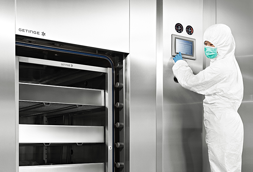 Operator using a GEB Sterilizer Operator using a GEB Sterilizer