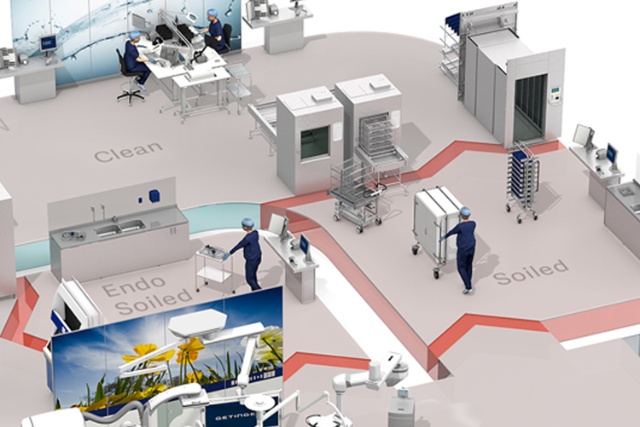 Illustration showing hospital pre-cleaning workflow
