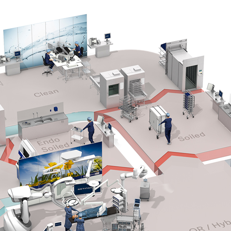 Illustration showing hospital pre-cleaning workflow