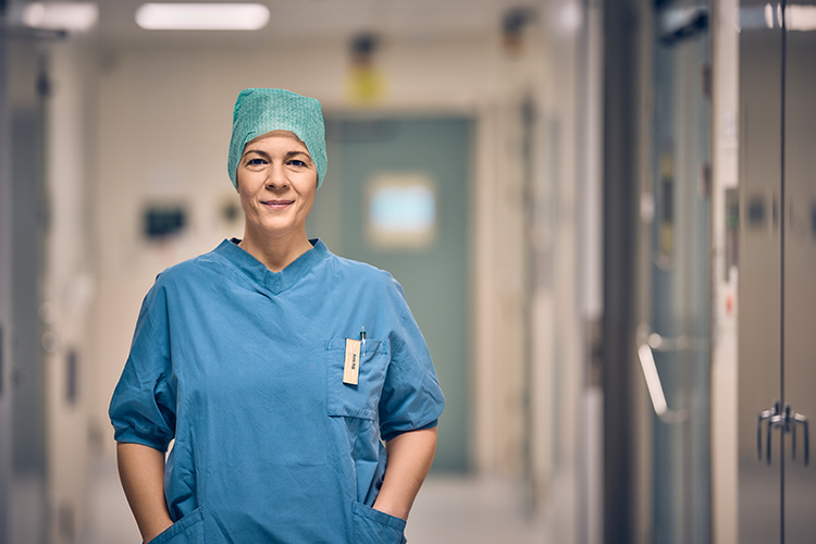 Female doctor in a hospital corridor